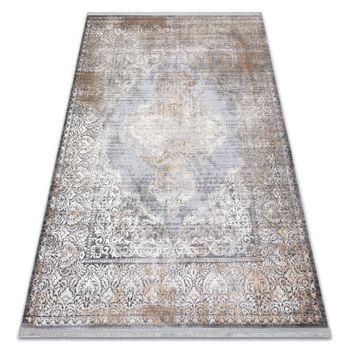 Alfombra Luce 80 Moderna Ornamento Vintage - Structural Gris / Mostaza 134x190 Cm