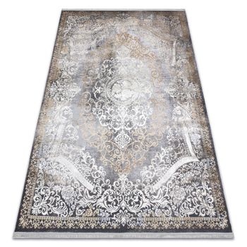 Alfombra Luce 91 Moderna Ornamento Vintage - Structural Gris / Mostaza 154x220 Cm