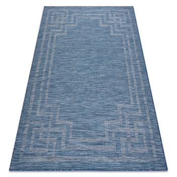 Alfombra Sisal Patio 3071 Griego Tejido Plano Azul Oscuro / Beige 78x150 Cm