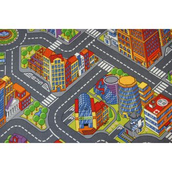 Alfombra Infantil Carreteras Big City Gris 200x200 Cm