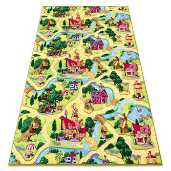 Alfombra Infantil Candy Town Para Niños Pueblo Calles 100x200 Cm