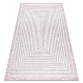 Alfombra Sisal Sion Laberinto 22376 Tejido Plano Rosado / Ecru 160x220 Cm