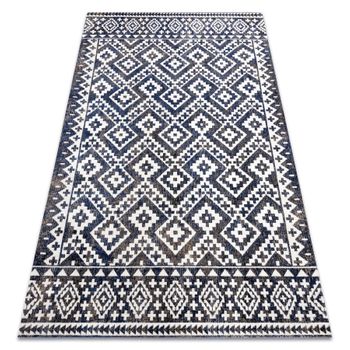 Alfombra Moderna Mundo E0561 Diamantes, Zigzag 3d Exterior Azul / Beig 140x190 Cm