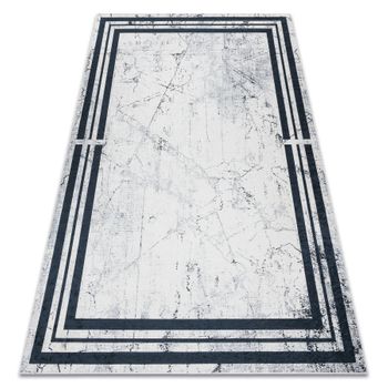 Alfombra Lavable Andre 1023 Marco Mármol Antideslizante - Negro / Bla 120x170 Cm