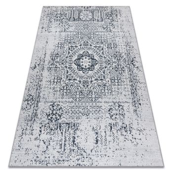 Alfombra Lavable Andre 1072 Rosetón, Vintage Antideslizante - Blanco  80x150 Cm