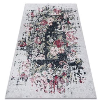 Alfombra Lavable Andre 1816d Flores Vintage Antideslizante - Blanco /  160x220 Cm