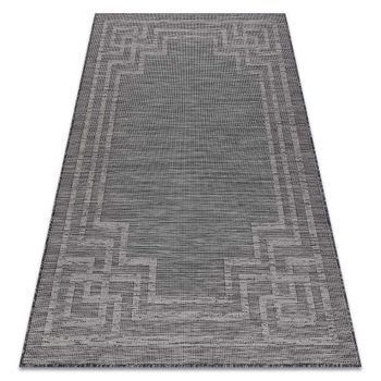 Alfombra Sisal Patio 3071 Griego Marco Tejido Plano - Negro 136x190 Cm