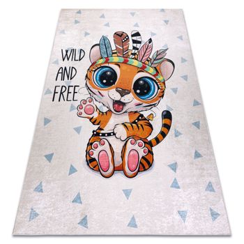 Alfombra Lavable Bambino 1960 Tigre, Indio Para Niños Antideslizante  120x170 Cm