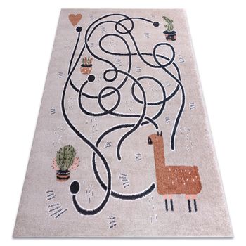 Alfombra Fun Game Para Niños, Juego, De Llama Beige 280x370 Cm