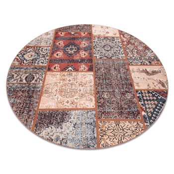 Antika Alfombra Ancient Rust Circulo, Patchwork Moderno, Griego Lavabl Circulo 200 Cm