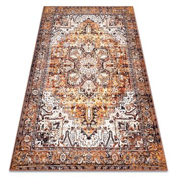 Antika Alfombra Ancret Honey, Adorno Sunset, Lavable - Crema / Naranja 120x170 Cm