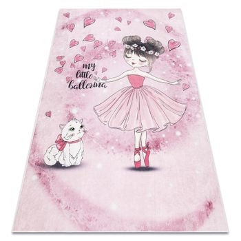 Alfombra Lavable Bambino 2185 Bailarina, Gatito Para Niños Antidesliz 160x220 Cm