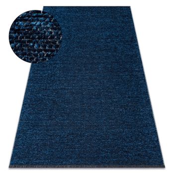 Alfombra Florence 24021 Un Color, Glamour, Tejido Plano, Flecos - Azul 78x150 Cm