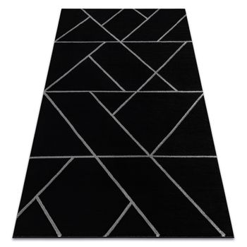 Alfombra Emerald Exclusivo 7543 Glamour, Elegante Geométrico Negro /  280x370 Cm