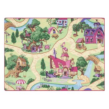 Alfombra Rebel Roads Candy Town 27 Antideslizante Para Niños - Rosado 95x133 Cm