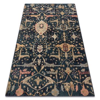 Alfombra De Lana Polonia Persej Oriental Azul Oscuro 170x235 Cm