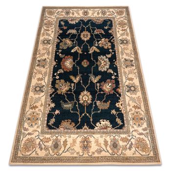 Alfombra De Lana Polonia Loare Marco Velvet Azul Oscuro 235x350 Cm