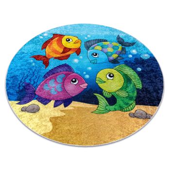 Alfombra Lavable Junior 51594.801 Circulo Peces, Océano Para Niños A Circulo 160 Cm