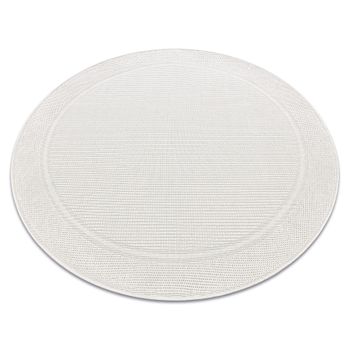 Alfombra Mimo 5979 Circulo Sisal Exterior Marco Color Blanco Circulo 150 Cm