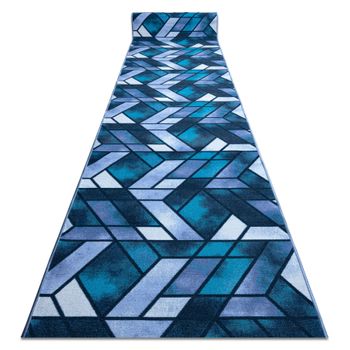 Alfombra De Pasillo Con Refuerzo De Goma Romby Diamantes Azul Marino 1 110x290 Cm