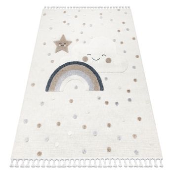 Alfombra Yoyo Ey78 Blanco / Beige - Nube, Arcoiris, Puntos  Para Niño 200x290 Cm