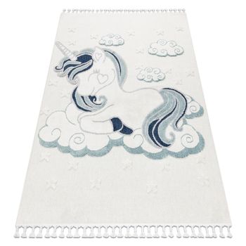 Alfombra Yoyo Gd49 Blanco / Gris - Unicornio Para Niños, Estructural, 80x150 Cm