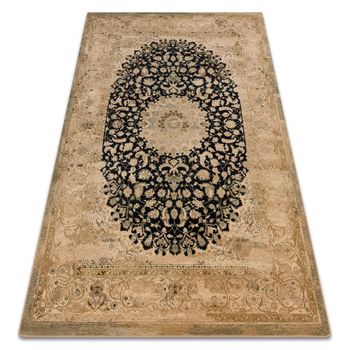 Alfombra De Lana Superior Piemonte Color Rosetón Beige / Azul Oscuro 235x350 Cm