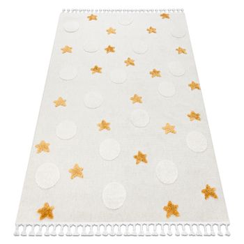 Alfombra Yoyo Gd75 Blanco / Naranja - Estrellas, Circulos Para Niños, 80x150 Cm