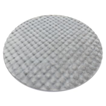 Alfombra Bubble Circulo Plateado 21 Imitación Piel De Conejo 3d Estru Circulo 100 Cm