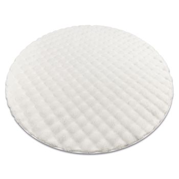 Alfombra Bubble Circulo Blanco 11 Imitación Piel De Conejo 3d Estruct Circulo 120 Cm