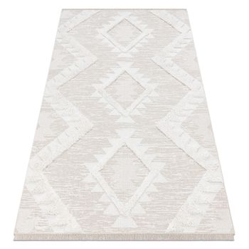 Alfombra Eco Sisal Boho Moroc Diamantes 22312 Franjas - Estructural Be 175x270 Cm