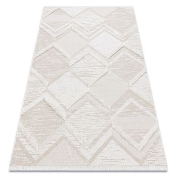 Alfombra Eco Sisal Moroc 22314 Rombos, Zigzag, Boho Franjas - Estructu 136x190 Cm