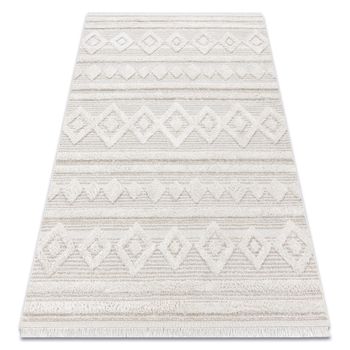 Alfombra Eco Sisal Moroc 22322 Rombos, Líneas, Boho Franjas - Estruct 117x170 Cm