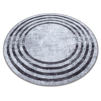 Alfombra Lavable Miro 51231.806 Circulo Líneas Antideslizante - Gris  Circulo 200 Cm