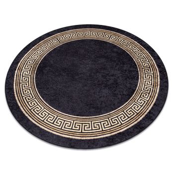 Alfombra Lavable Miro 51360.802 Circulo Griego Antideslizante - Negro  Circulo 200 Cm