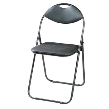 Master Grill&party Silla Plegable De Metal, Ecopiel, Negra, Jcd1805uc