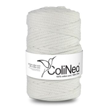 Colinea Cordón De Algodón Con Núcleo De Algodón, Trenzado, 5 Mm, 100 M, Color Blanco