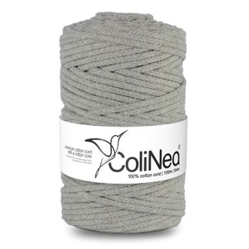 Colinea Cordón De Algodón Con Núcleo De Algodón, Trenzado, 5 Mm, 100 M, Color Gris Claro