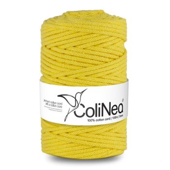 Colinea Cordón De Algodón Con Núcleo De Algodón, Trenzado, 5 Mm, 100 M, Color Amarillo Claro