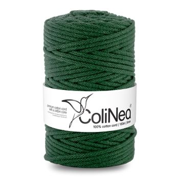 Colinea Cordón De Algodón Con Núcleo De Algodón, Trenzado, 5 Mm, 100 M, Color Verde Botella