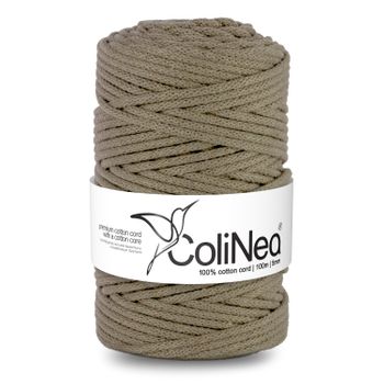 Colinea Cordón De Algodón Con Núcleo De Algodón, Trenzado, 5 Mm, 100 M, Color Beige Oscuro