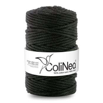 Colinea Cordón De Algodón Con Núcleo De Algodón, Trenzado, 5 Mm, 100 M, Color Negro