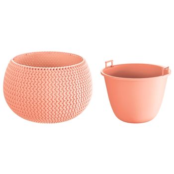 Maceta Redonda Con Depósito Splofy Bowl Plástico Melocotón 23,9x23,9x16,1 Cm