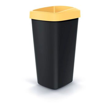 Cubo De Reciclaje 25l Keden En Plástico Con Práctica Tapa Abierta Color Amarillo.