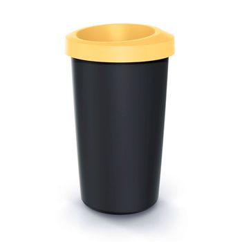 Cubo De Reciclaje 25l Keden En Plástico Con Práctica Tapa Abierta Color Amarillo.