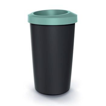 Cubo De Reciclaje 25l Keden En Plástico Con Práctica Tapa Abierta Color Verde.