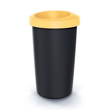 Cubo De Reciclaje 45l Keden En Plástico Con Práctica Tapa Abierta Color Amarillo.