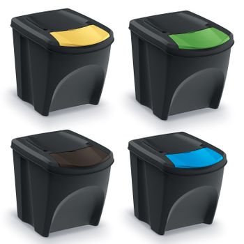 Juego De Cubos De Reciclaje Keden Sortibox 4x25l Negro