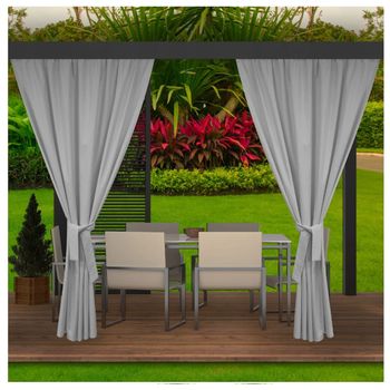 Mampara desplegable, biombo exterior extensible 300 x 160 cm gris SALTILLO