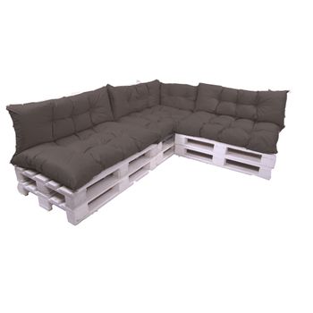 Conjunto De 7 Cojines Para Palets, 3 X Asiento 120x50 Y Respaldo 120x40cm Antracita, Sofá De Jardín / Cojín Palet Interior/exterior, Setgarde